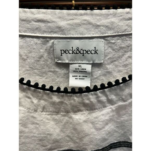 Peck & Peck Linen Blend Extra Large (XL) White and Black Blouse - Picture 3 of 4